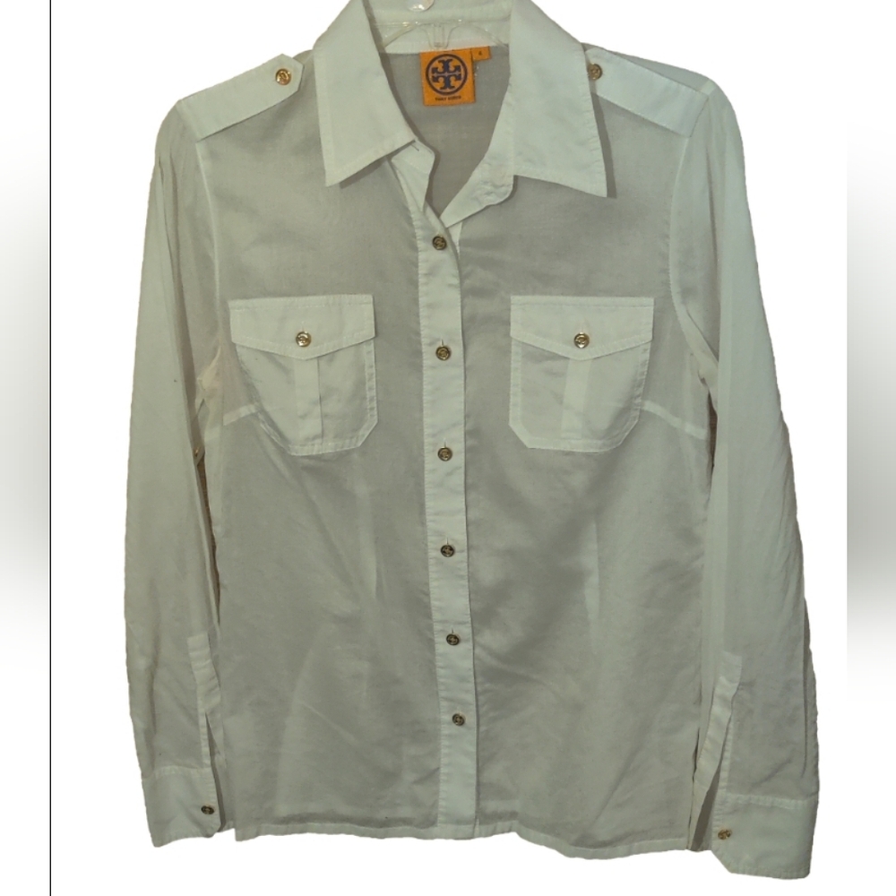Tory Burch White Button-Up Blouse